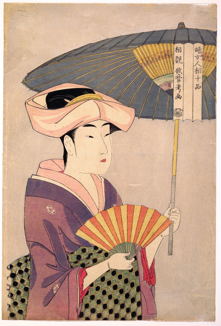 Kadın kiracı - Şemsiye Tutan Kadın, Utamaro, Kitagawa (1753-1806), c. 1793 - Renkli gravür, 38,1x25,7 - Özel Koleksiyon by Kitagawa Utamaro