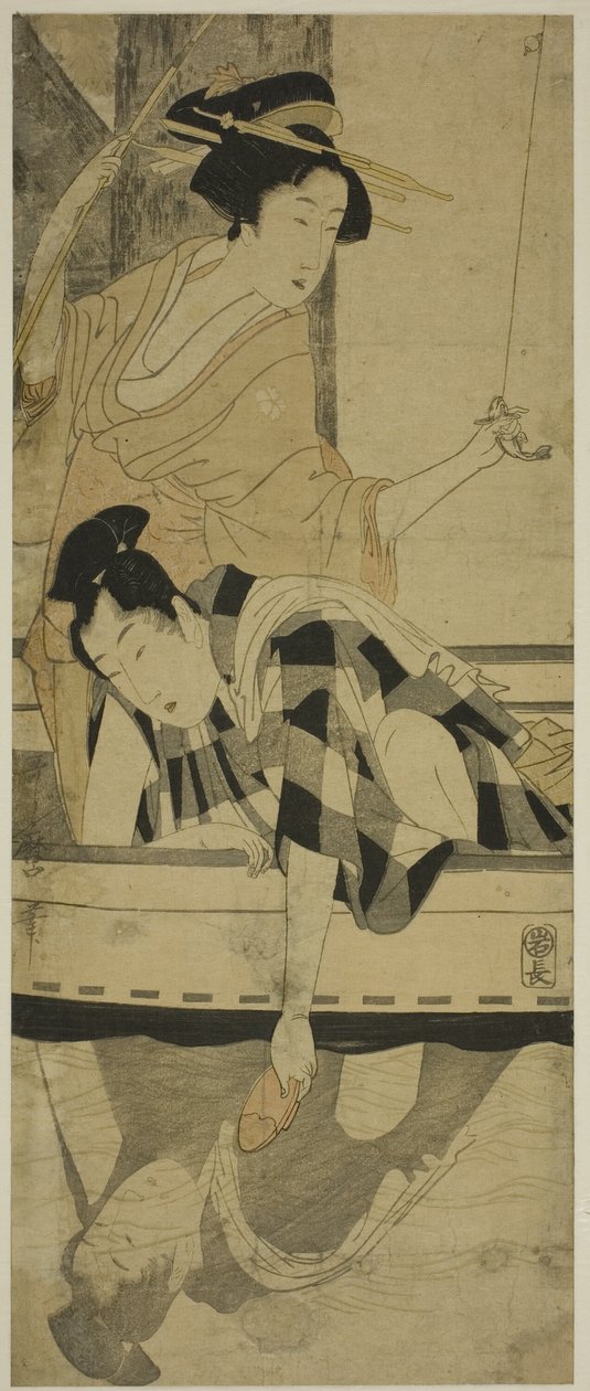 Köprünün Altında Balık Tutmak by Kitagawa Utamaro