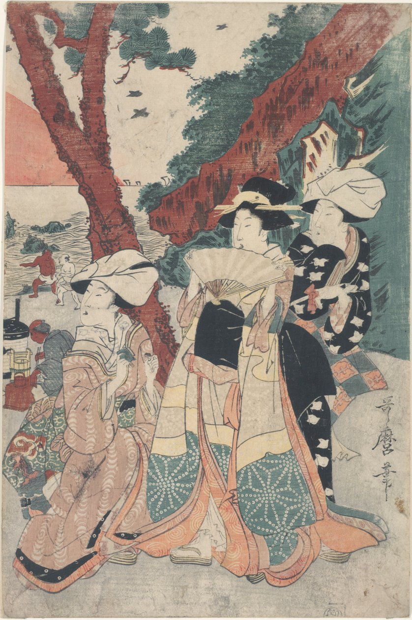 Futamigaura Plajı yeni yılda by Kitagawa Utamaro