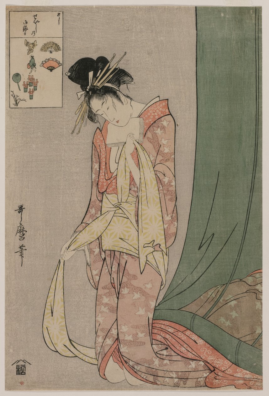 Resimli Bulmacalar serisinden Ōgiyalı Hanaōgi by Kitagawa Utamaro