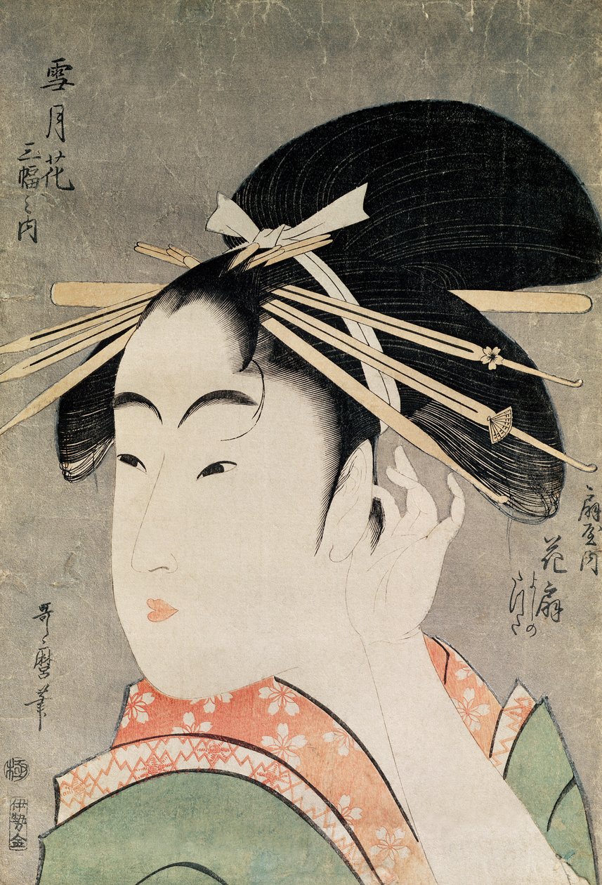 Bir Kadının Başı (renkli tahta baskı) by Kitagawa Utamaro