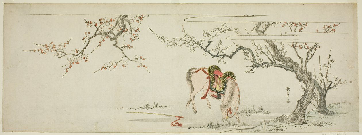 Çiçekli Erik Ağacının Altındaki At by Kitagawa Utamaro