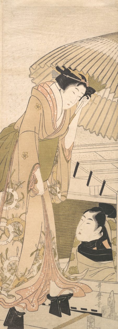 Anjin g-s Tage üyesi Tee S w Kar iskelesi, 1800. by Kitagawa Utamaro