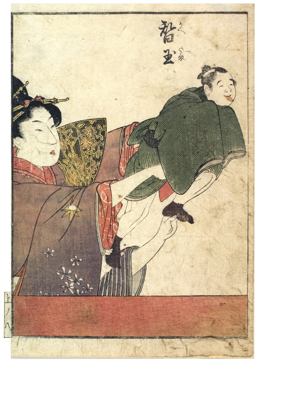 Erkek ve kadın manipülatörlü kukla sahneleri, c. 1758-1806 (kağıda tahta baskı) by Kitagawa Utamaro