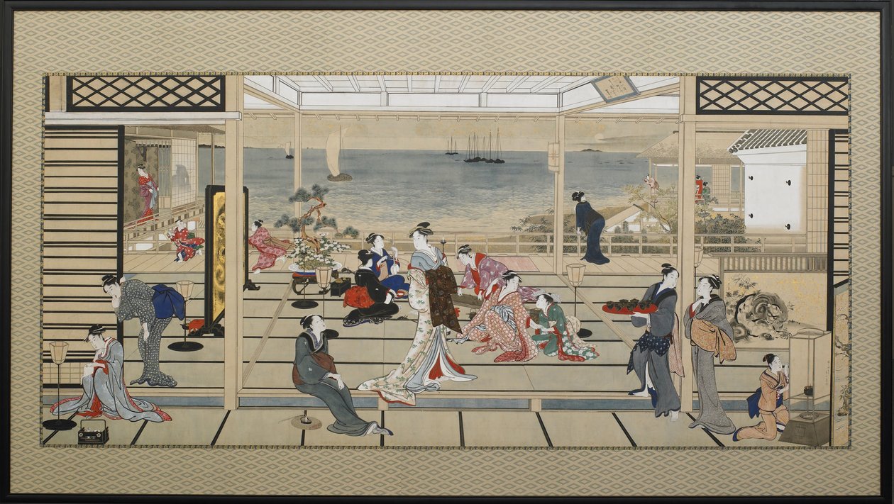 Dozo Sagami'de Ay Işığı Şenliği, 18. Yüzyılın Sonları. by Kitagawa Utamaro