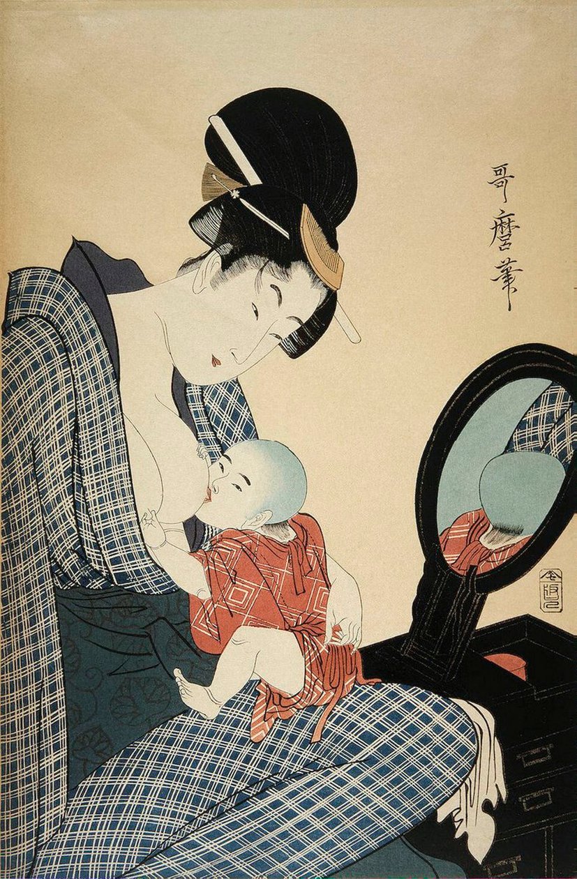 Anne ve Çocuk, 1797. by Kitagawa Utamaro
