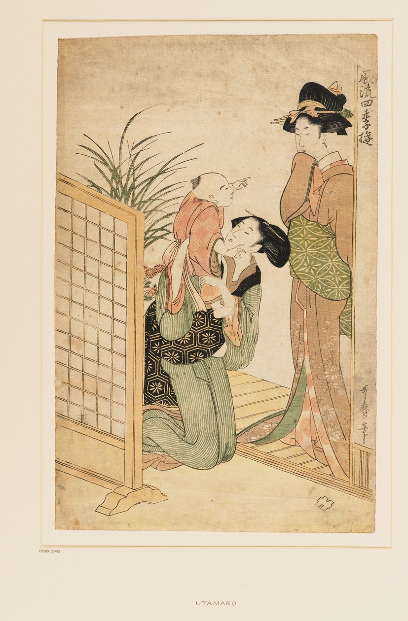 Anne, çocuk ve hemşire, c.1790 (nishiki-e (çok bloklu) tahta baskı) by Kitagawa Utamaro