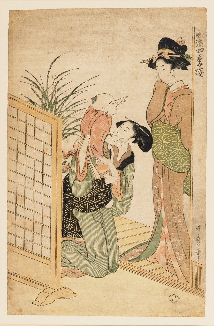 Anne, çocuk ve hemşire, c1800 by Kitagawa Utamaro