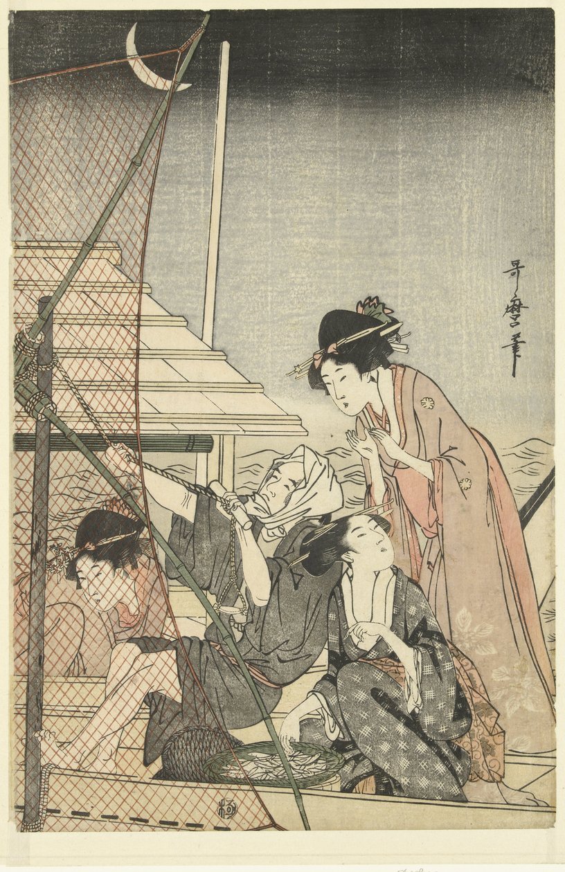 gece balıkçılığı by Kitagawa Utamaro