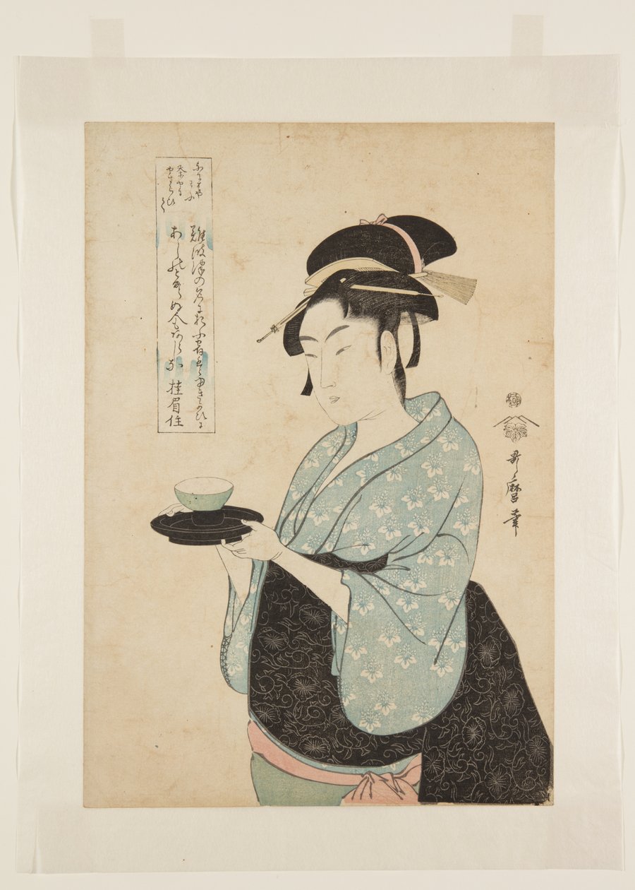 Naniwaya Okita (renkli tahta baskı) by Kitagawa Utamaro
