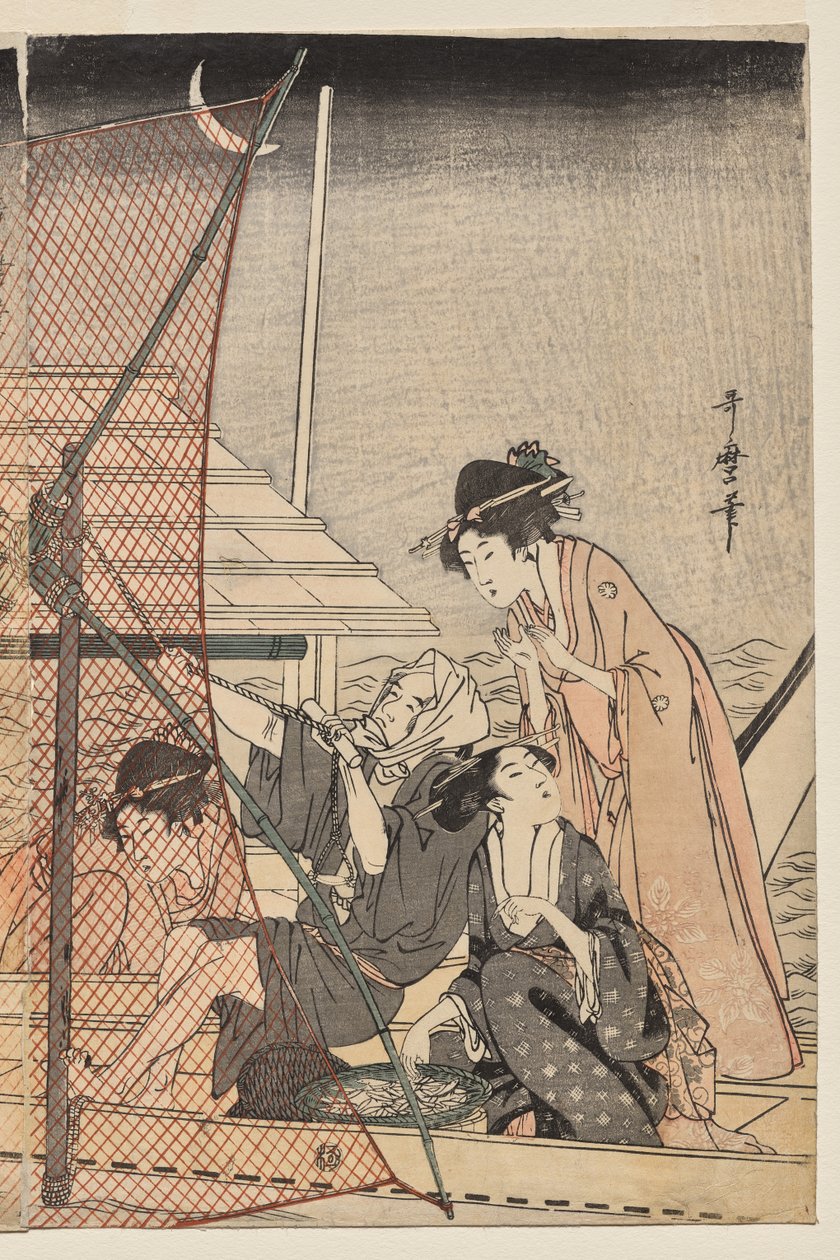 Geceleri Net Balık Tutma by Kitagawa Utamaro