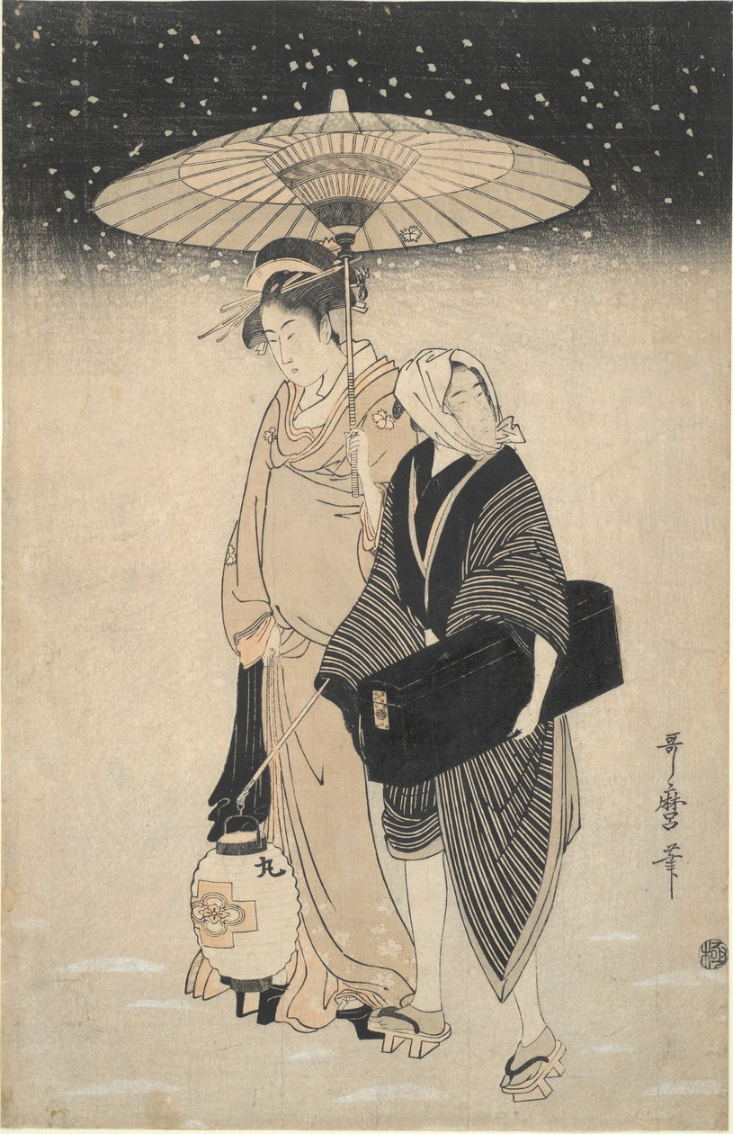 Karda Gece Geçidi by Kitagawa Utamaro