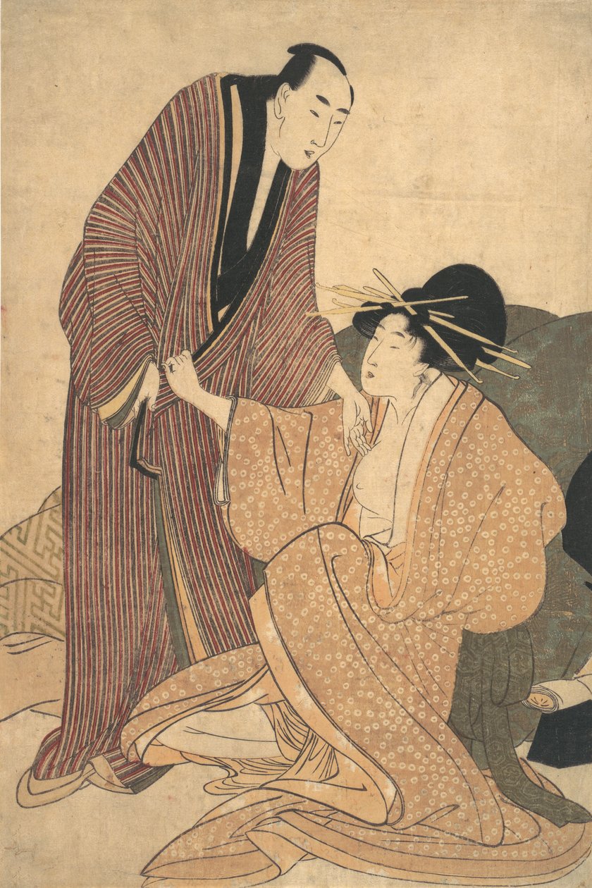 Aşıkların Ayrılması: Nezaketçi ve Sevgilisi, yak. 1800. by Kitagawa Utamaro