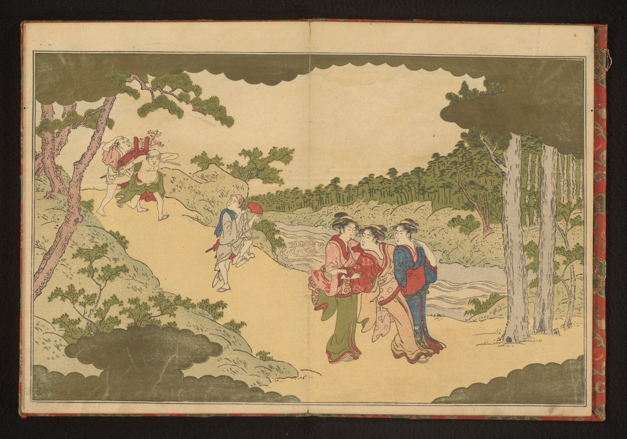 Çiçek izleme partisinden dönen insanlar by Kitagawa Utamaro