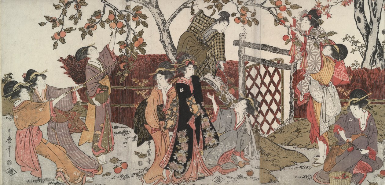 Trabzon hurması toplayıcılar by Kitagawa Utamaro