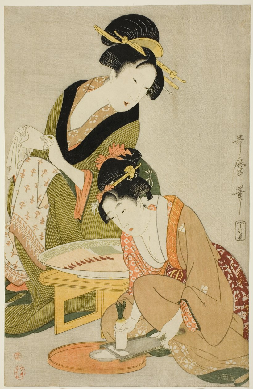 Yemek hazırlamak by Kitagawa Utamaro