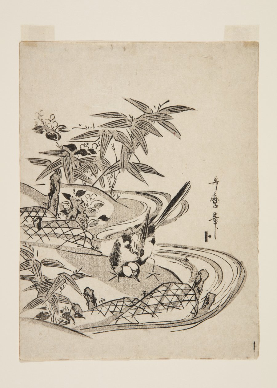 Serçe (renkli tahta baskı) by Kitagawa Utamaro
