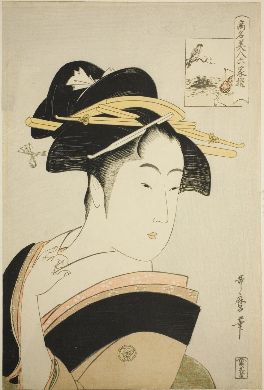 Takashima Ohisa, "Altı Ölümsüz Şaire benzetilen Ünlü Güzeller (Komei bijin rokkasen)" dizisinden by Kitagawa Utamaro