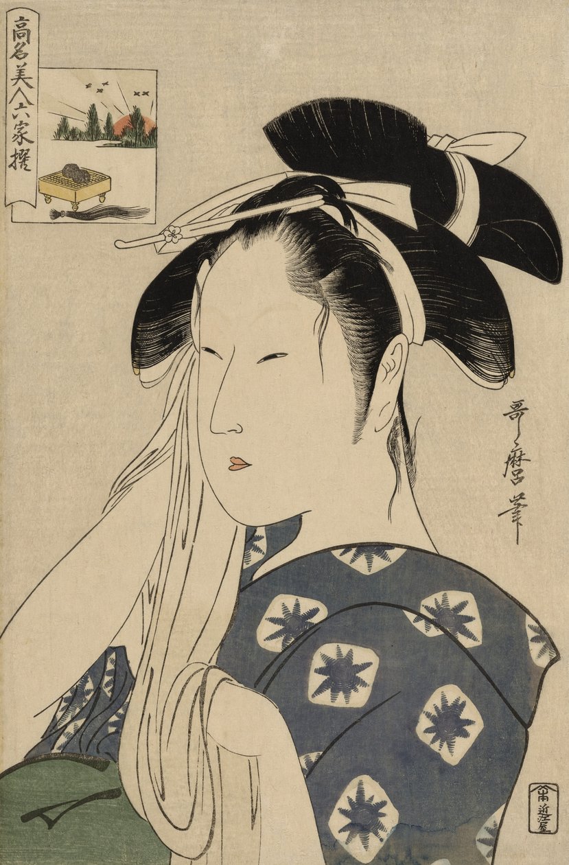 Altı Ölümsüz Şaire benzetilen Ünlü Güzeller dizisinden Asahiya Dul by Kitagawa Utamaro
