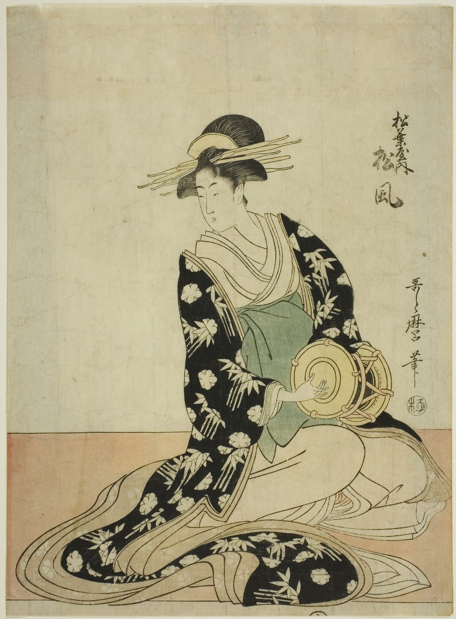 Matsubaya'nın Fahişe Matsukaze'si, Matsubaya'nın beş müzisyen olarak isimsiz bir fahişe serisinden by Kitagawa Utamaro
