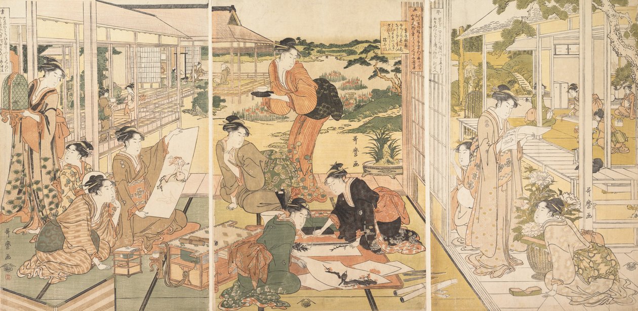 Dört Başarı Kinkishoga, yak. 1788-90. by Kitagawa Utamaro
