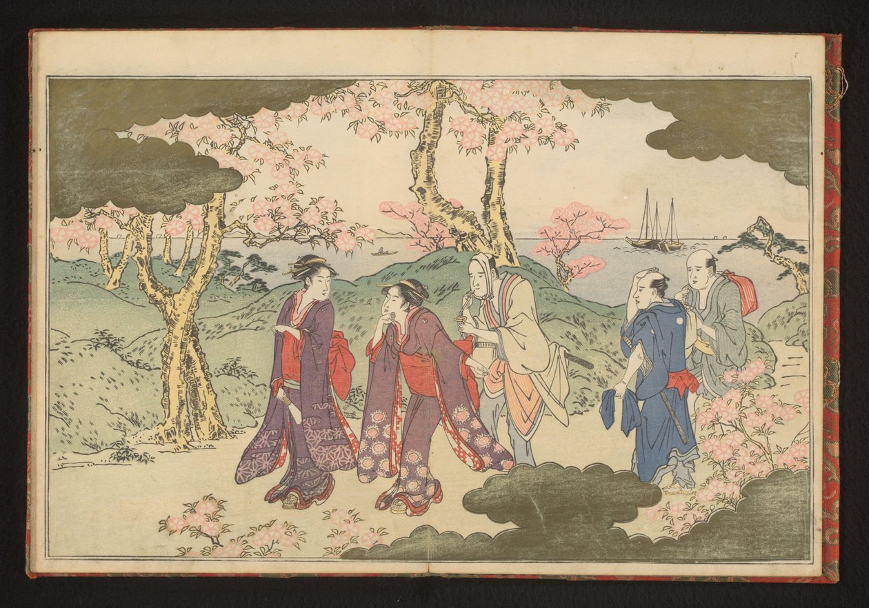 Edo Körfezi manzaralı Gotenyama, Edo'daki tepeler by Kitagawa Utamaro