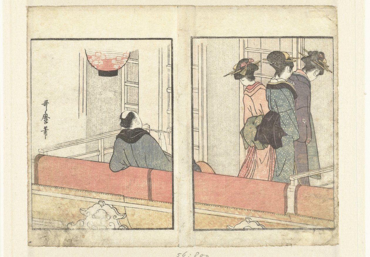 Tiyatro kulübesi Oyuncuların perde arkasına bir bakış (dizi adı) Yakusha gakuya tsu (dizi adı) by Kitagawa Utamaro