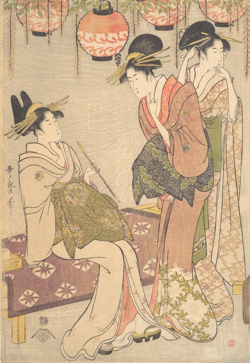 Üç Fahişe, 18. yüzyılın sonları ve 19. yüzyılın başlarında. by Kitagawa Utamaro