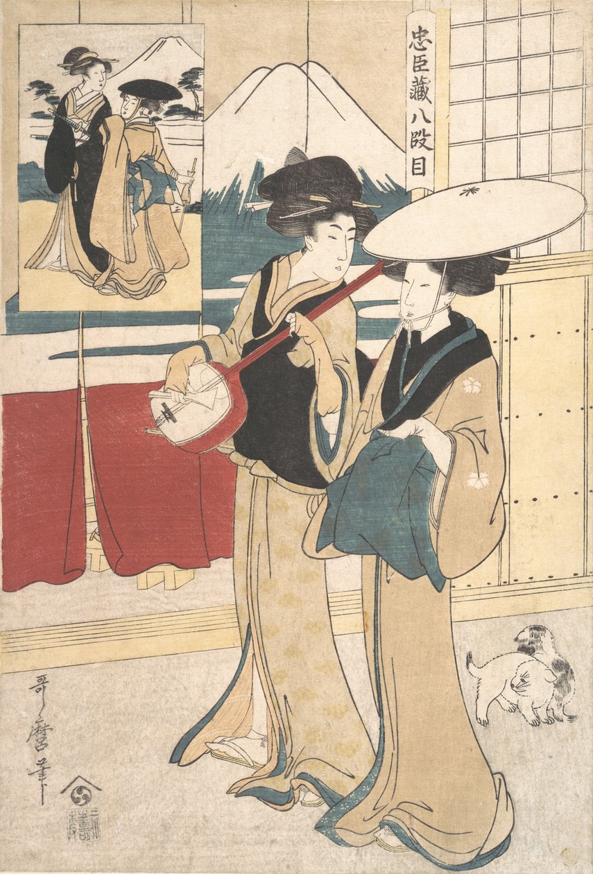 Eta Sınıfından İki Tori-oi veya Gezici Kadın Müzisyen, 18. yüzyılın sonu ve 19. yüzyılın başı. by Kitagawa Utamaro