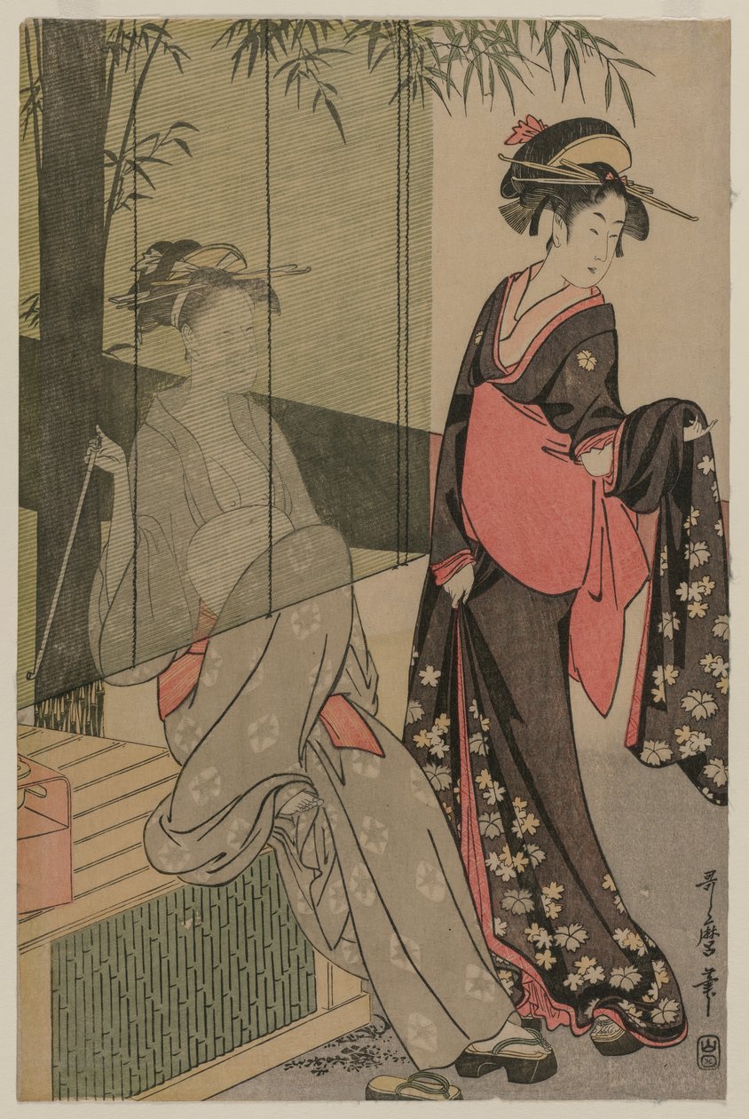 Bambu Kör Tarafından İki Kadın by Kitagawa Utamaro