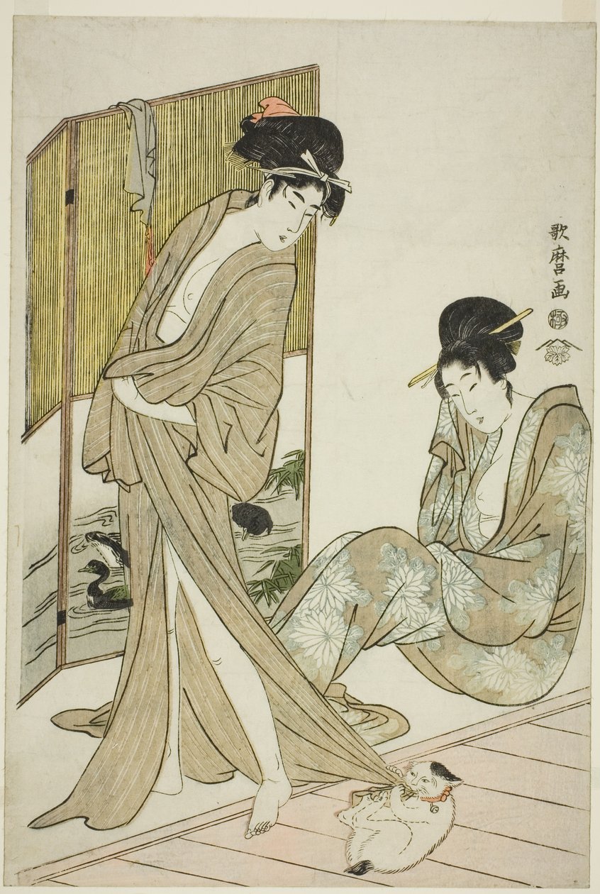 Banyodan Sonra İki Genç Kadın by Kitagawa Utamaro