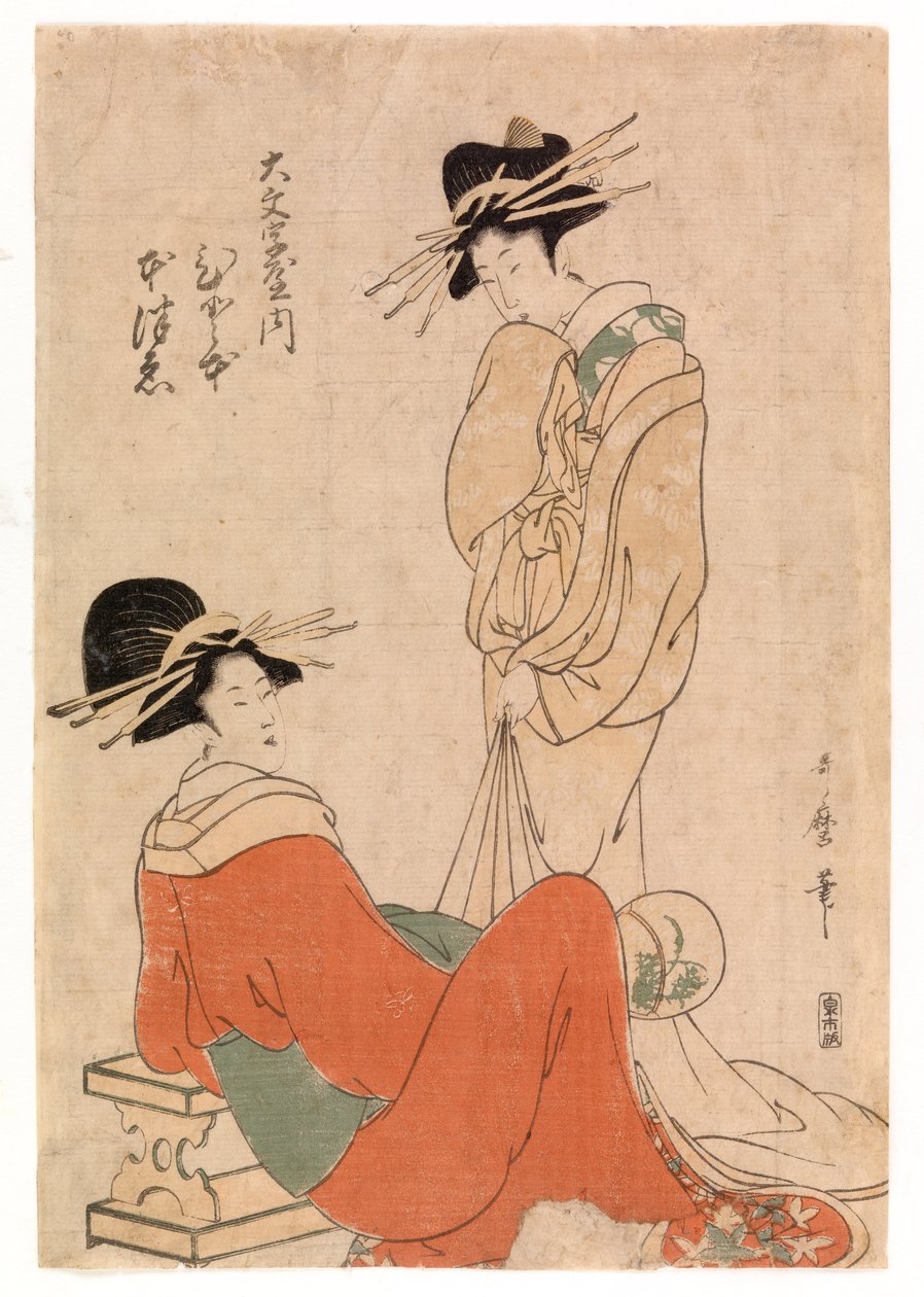 İki fahişe, 1800-10 civarı (renkli gravür) by Kitagawa Utamaro