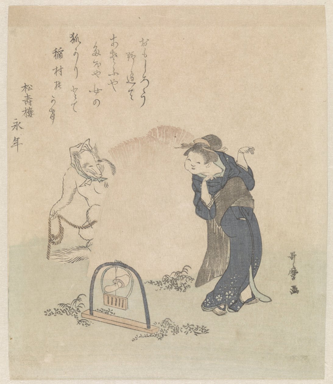 Kadın bir tilki tuzağı by Kitagawa Utamaro