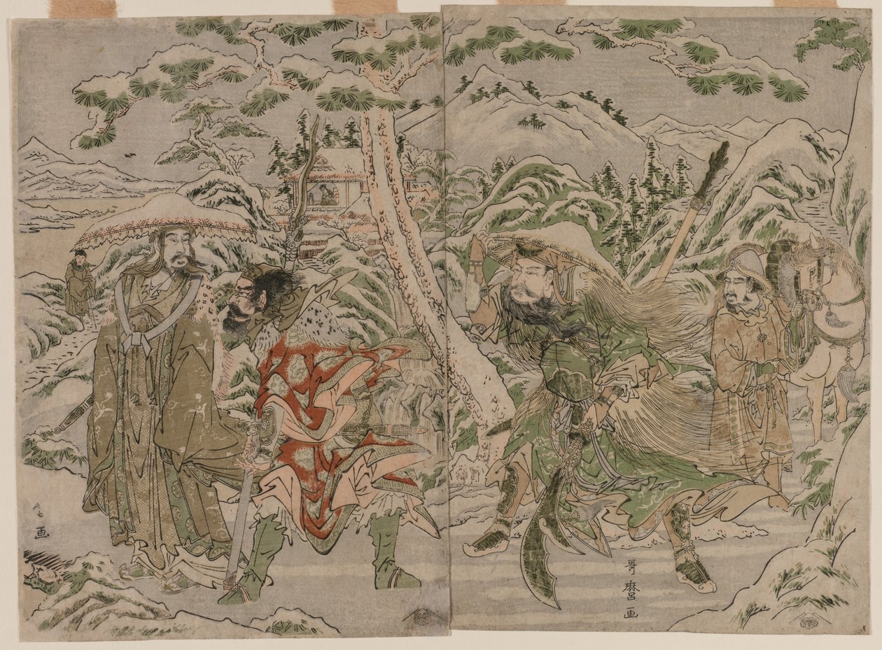 Üç Krallığın Romantizminden Kış Manzarası by Kitagawa Utamaro