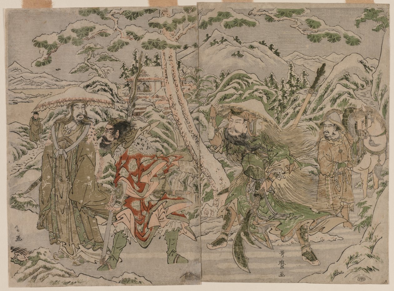 Üç Krallığın Romantizminden Kış Manzarası, c. 1790. by Kitagawa Utamaro