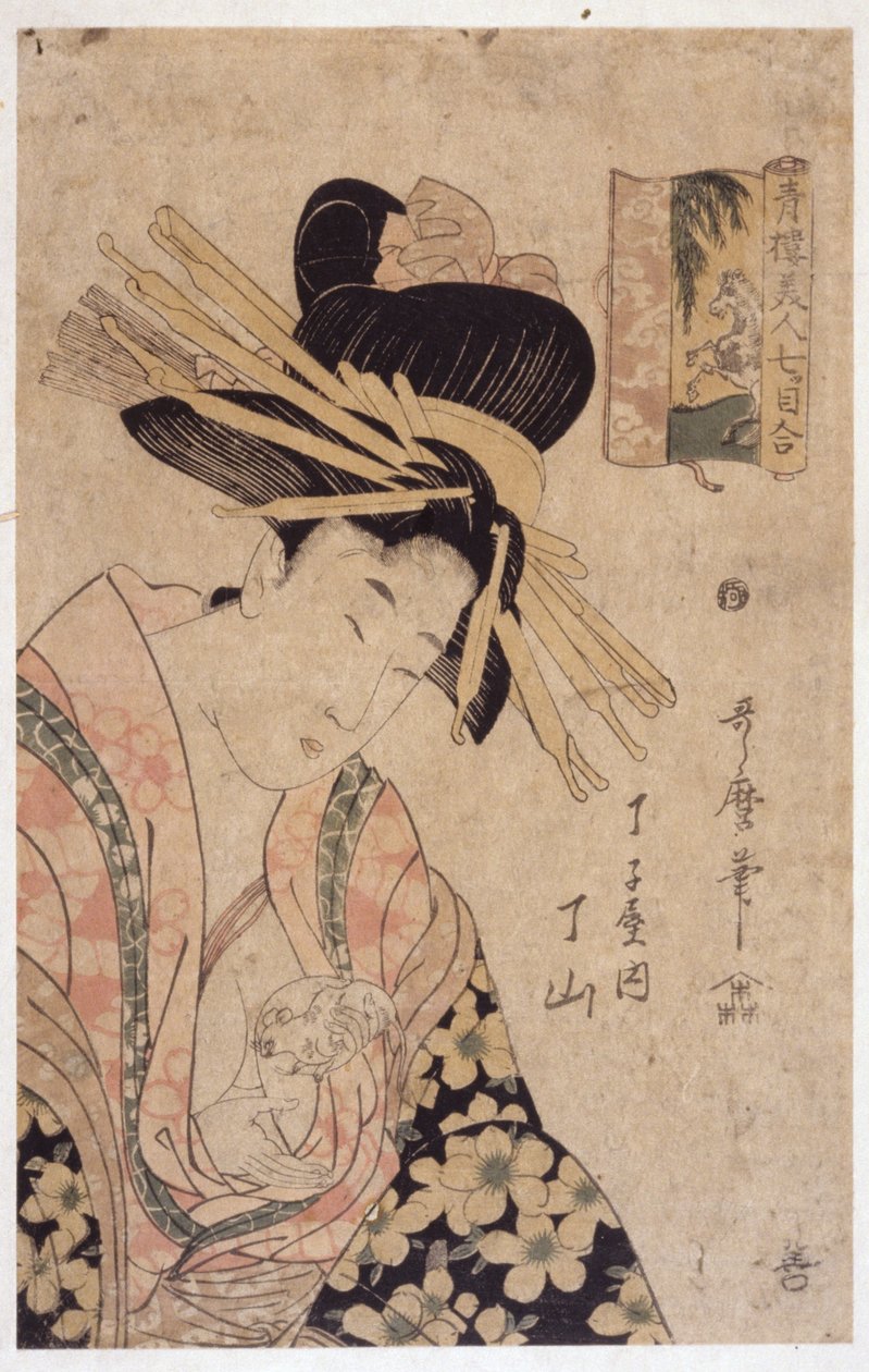 kadın ve beyaz fare by Kitagawa Utamaro