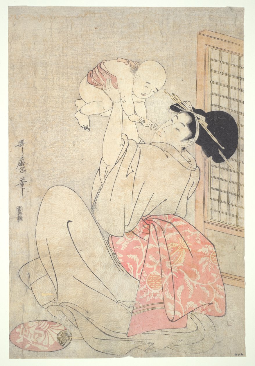 kadın ve bebek by Kitagawa Utamaro