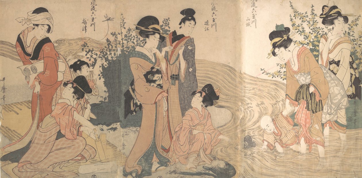 Bir Derenin Kıyısında Kadınlar ve Çocuklar, 18. yüzyılın sonu ve 19. yüzyılın başı. by Kitagawa Utamaro