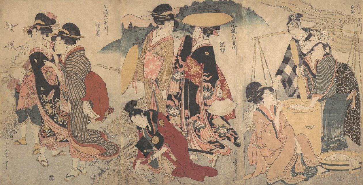 Ülkede Kadınlar ve Bir Adam, Bazı yarışmalar, 18. yüzyılın sonu ve 19. yüzyılın başı. by Kitagawa Utamaro