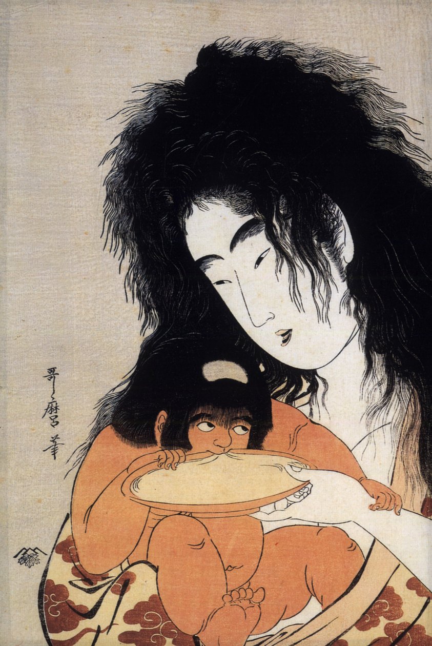Yamauba ve oğlu Kintaro, Japon pulu, 1804-05 civarı (baskı) by Kitagawa Utamaro