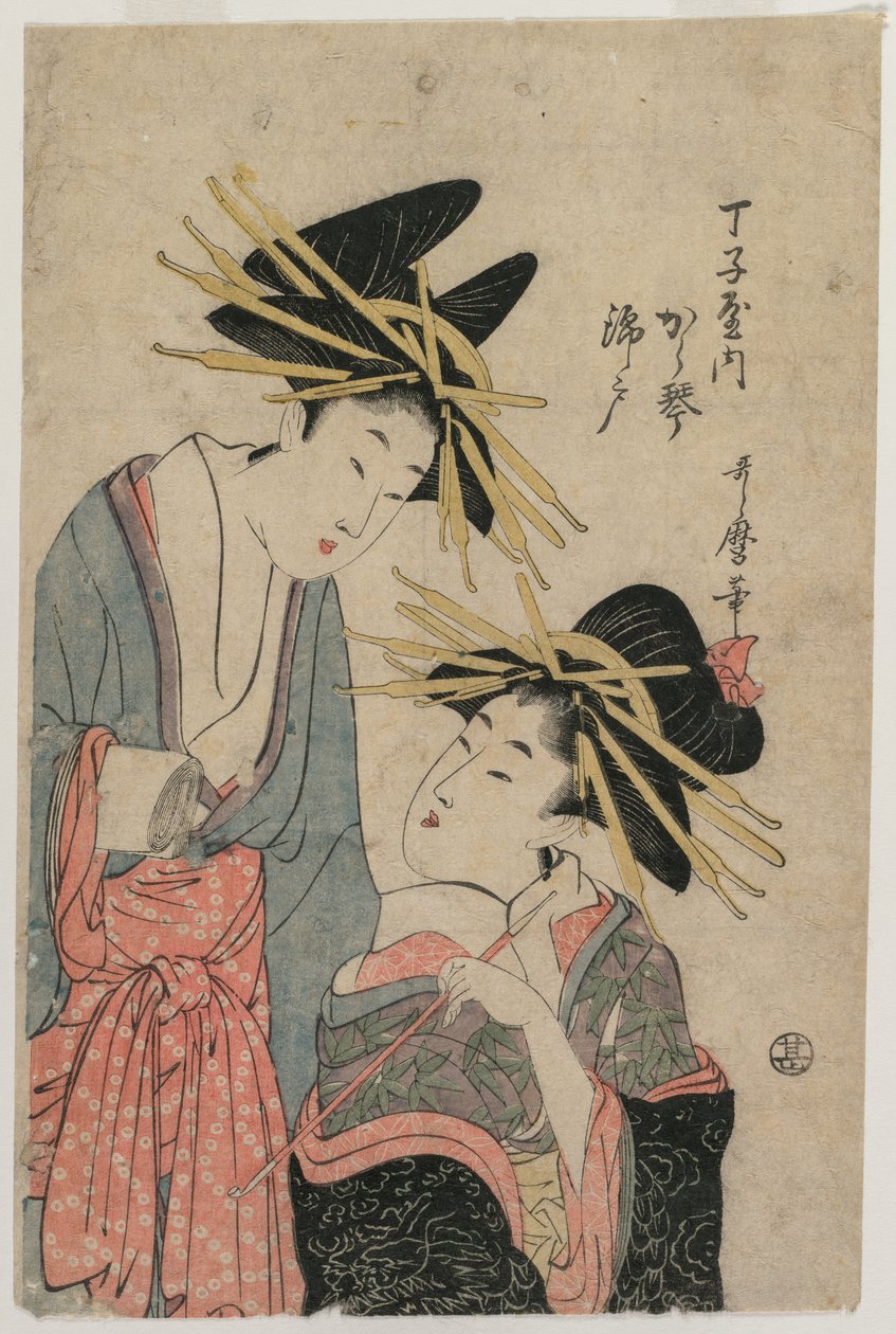 Chojiya'lı Nezaket Karagoto ve Nishikido by Kitagawa Utamaro II