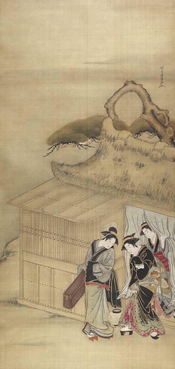Nikuhitsu ukiyo-e: Bir Gece Görevine Giden Geyşa, c. 1784 by Kitao Masanobu