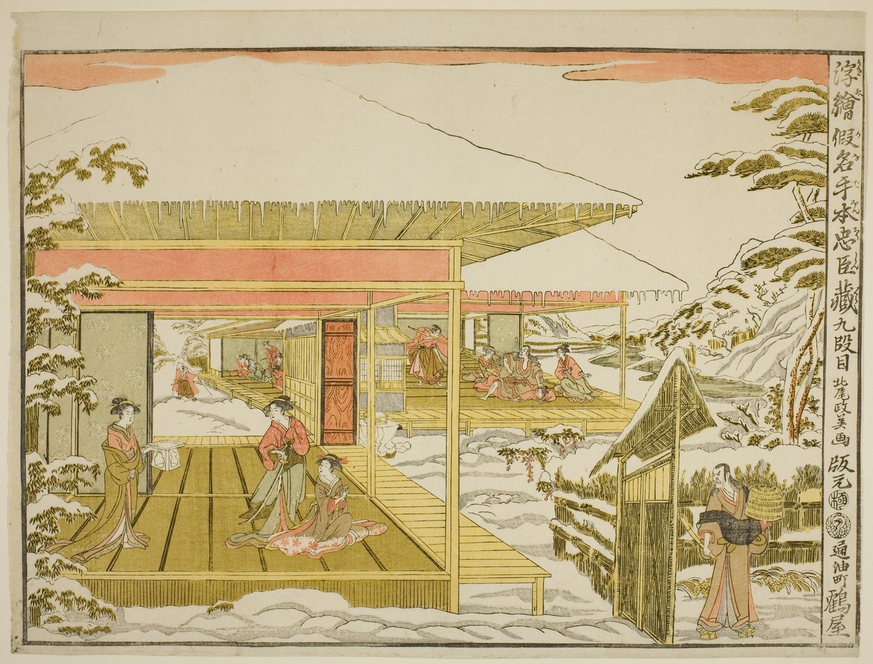 Perspektif Resimleri (Sadık Hizmetlilerin Deposu (Uki-e kanadehon Chushingura)" serisinden IX Perde (Kudanme) by Kitao Masayoshi