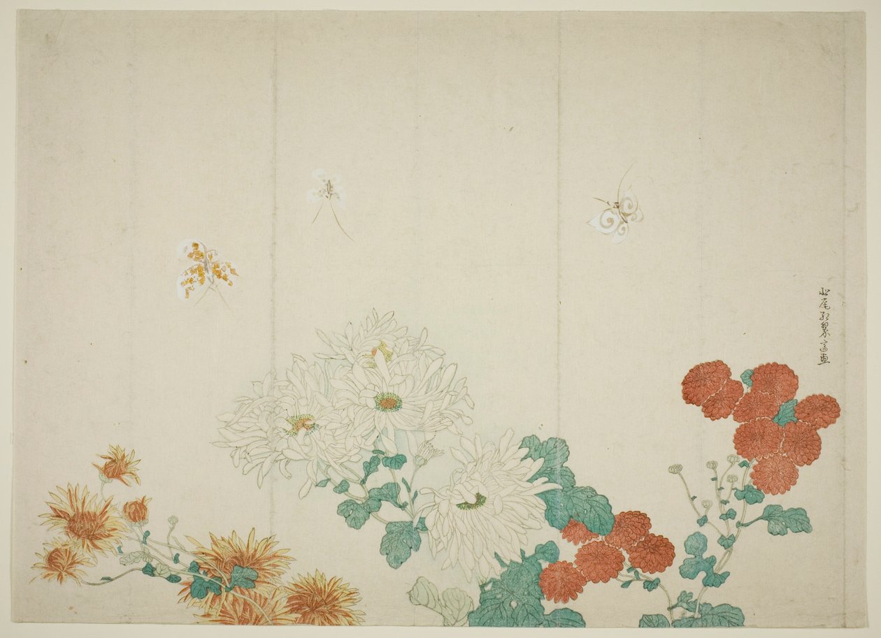 Üç Çeşit Krizantem by Kitao Shigemasa
