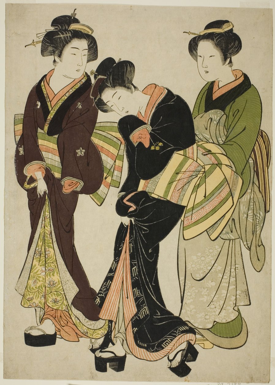 İki Eğlence ve Bir Hizmetçi by Kitao Shigemasa