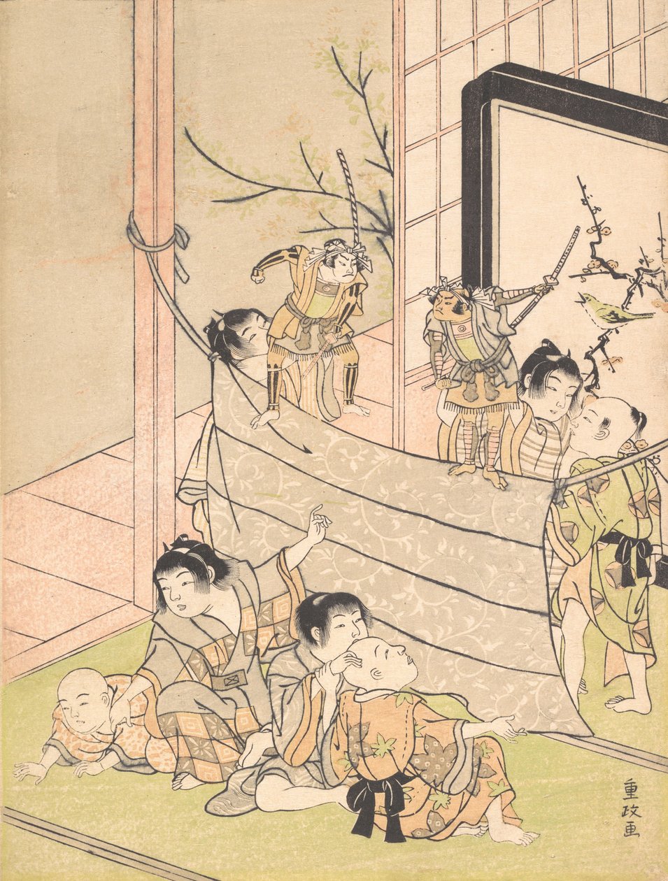 Kukla Gösterisi Yapan Genç Erkekler, ca. 1770. by Kitao Shigemasa