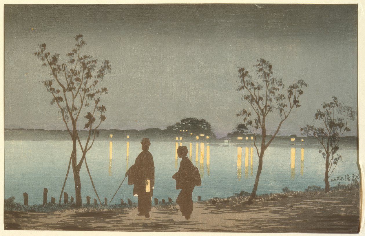 Sumida Nehri üzerinde gece by Kiyochika Kobayashi