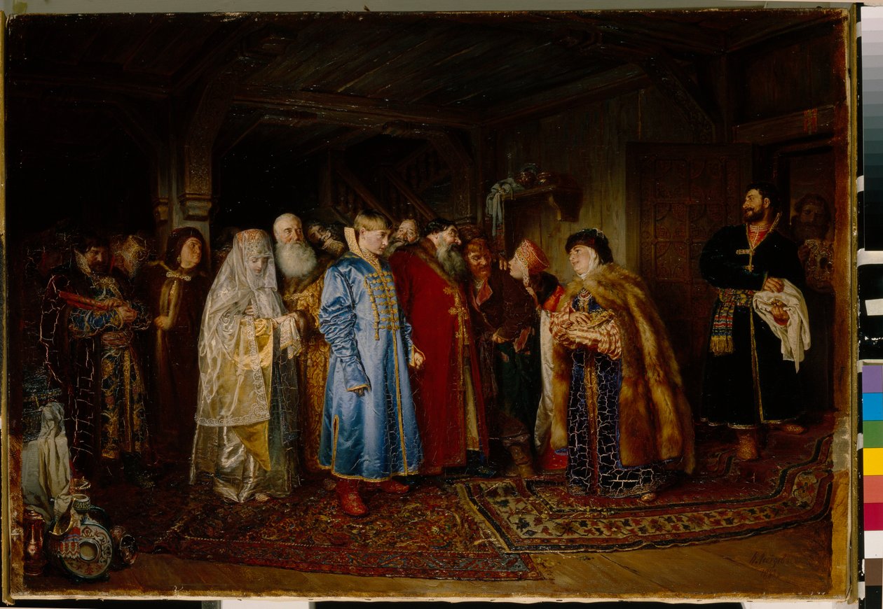 Boyar düğünü (boyar, boyar) 16. yüzyılda gelin bir kokochnik (Borar