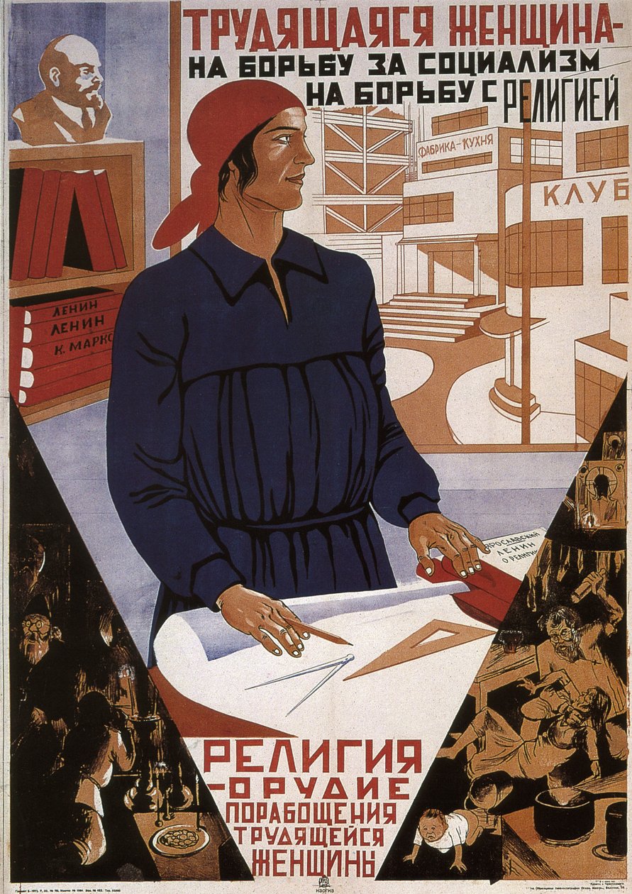 Sosyalizm mücadelesinde çalışan kadın, dine karşı mücadele, 1931 by Klinch