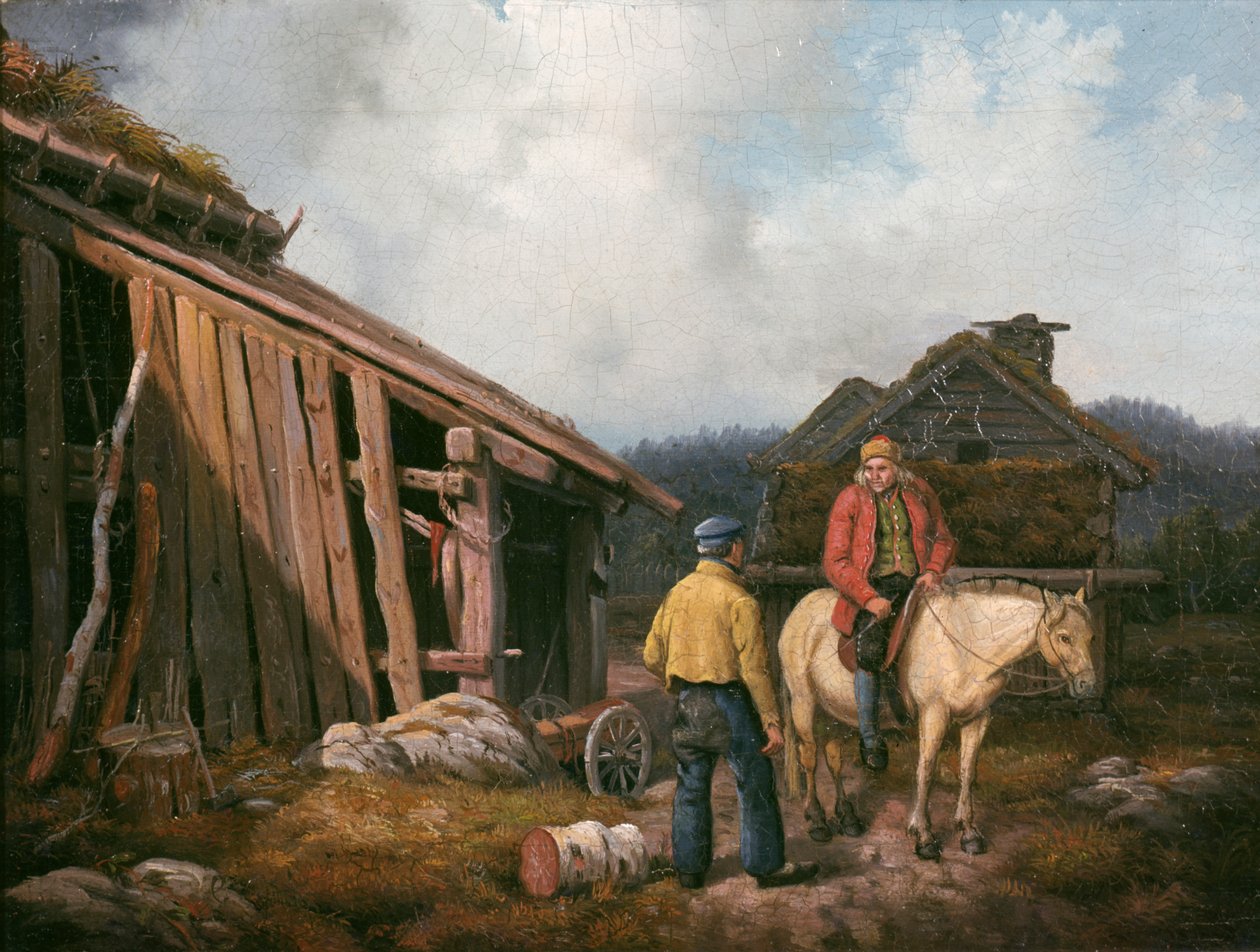 Atlı Adam (tuval üzerine yağlı boya) by Knud Bergslien